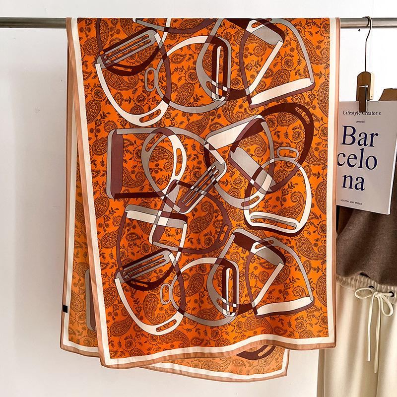 Womens Large Silk Scarf Long Satin Scarf Fashion Designer Scarf Lightweight Wraps