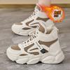 Fleece Dad Shoes Women 2025 Winter New Korean Version Warm High-top Sports Shoes Student Cotton Shoes Ins Trendy Shoes A09