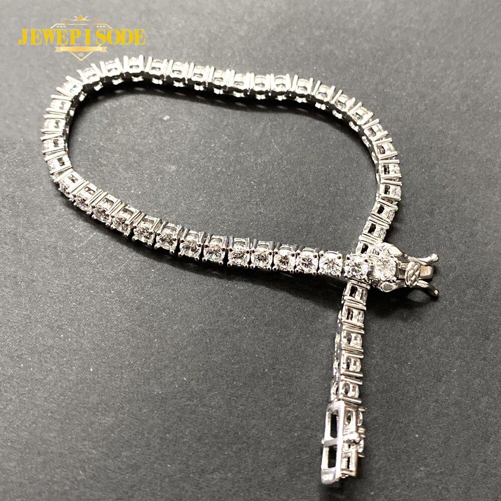 Твердое серебро 925 пробы 15-21 см искусственный муассанит с бриллиантами теннисный кулон женский свадебный изысканный ювелирный браслет