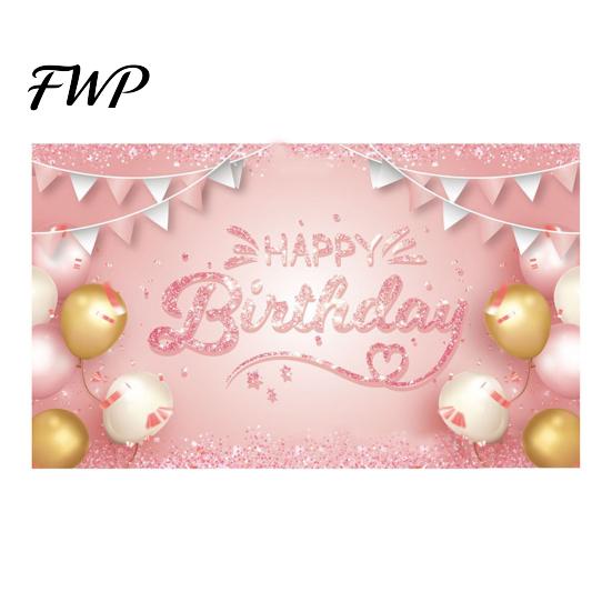 Birthday Party Decoration Happy Banner Backdrop, Photo Background Cloth for Celebration, Reusable Bunting Flag Decor Kids Women, Supplies Double-sided