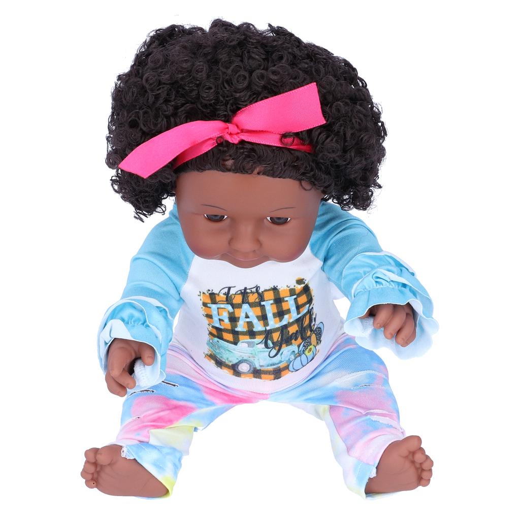 12 Inch Lovely Simulated Black Girl Doll African Baby Doll Kid Toy Birthday Gift