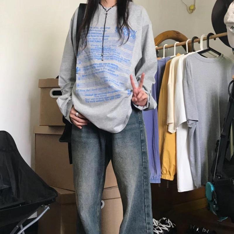 2KWEIRD Хлопковое худи с надписью Женское с длинным рукавом, с круглым вырезом, повседневное, оверсайз, топы в стиле Y2k, одежда для подростков, японская мода, толстовки Y2k