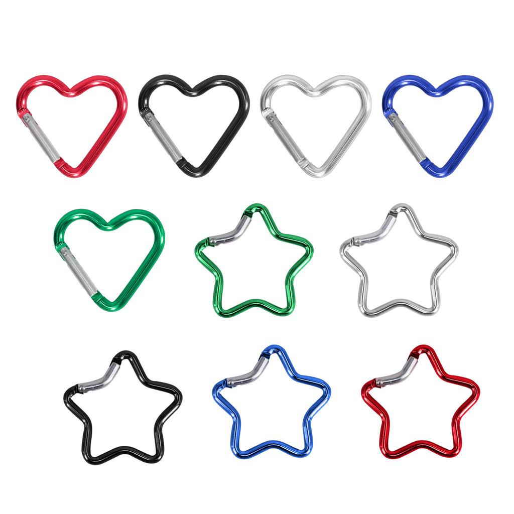 10 шт. Карабин-клип в форме сердца и звезды, брелоки-карабины, металлический пружинный крючок-защелка для фурнитуры для кошелька, сумочки