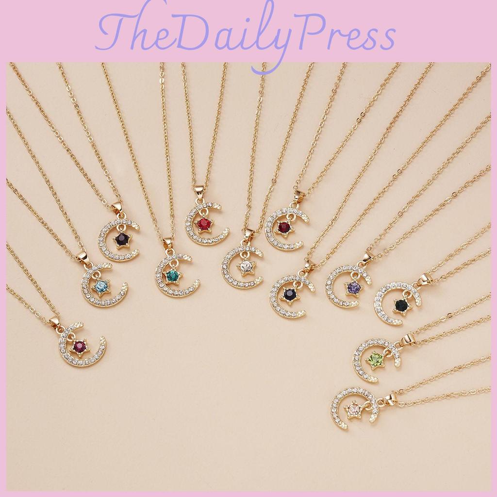 Потрясающее ожерелье-луна из 18-каратного золота с камнем по знаку зодиака, гипоаллергенный дизайн