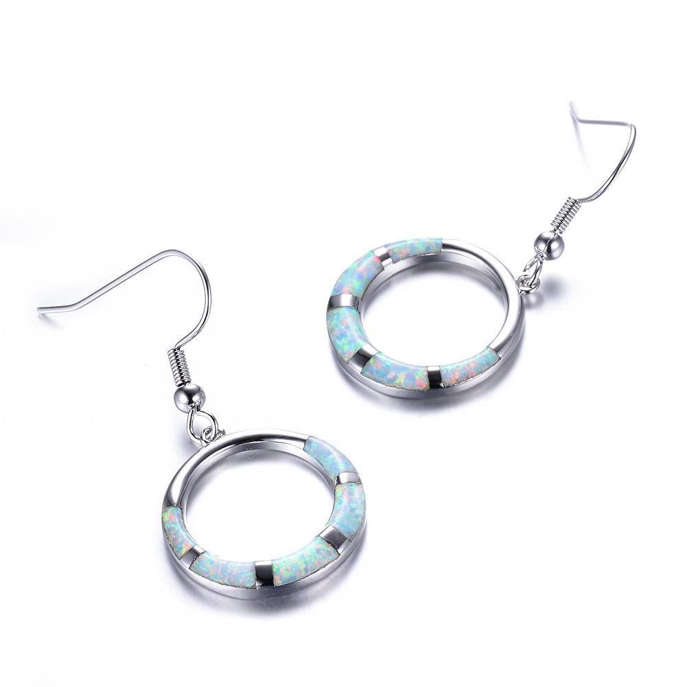 Five Rectangular White Smooth Circle Earrings