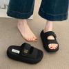 One-word Student Small Height-increasing Platform Slippers Women Summer Wear New Velcro Cold Slippers Beach