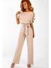 Women's Summer Button-Tie Short Sleeve Jumpsuit - European and American Style