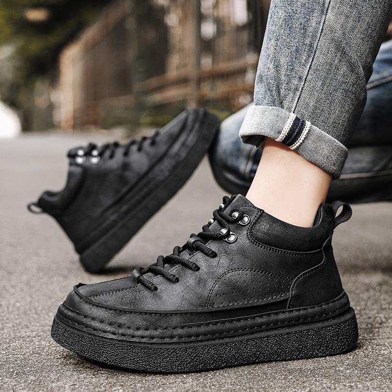 Fashion Hand-stitching Leather Men Boots Comfortable Ankle Boots For Men Casual Leather Shoes