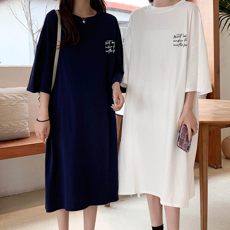 Женское платье-футболка с короткими рукавами, летнее, длина выше колена, большой размер, уменьшающее живот, облегающее платье для показа возраста