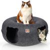 Кошачья тоннельная кровать для кошек Peekaboo Cat Cave Двойная пещера для кошек среднего и большого размера Кровать-пончик с царапаньем Cat Donut Tunnel