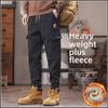 2024 Men's American-Style Plus Velvet Autumn/Winter Overalls: Versatile, Loose, Warm, Casual Pants