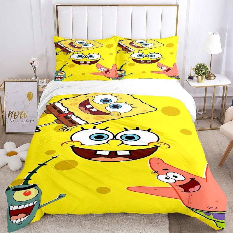 Spongebob Squarepants Adventure Print 3Pcs Bedding Setduvet Cover With 2 Bedropillowcase Home Birthday Gift