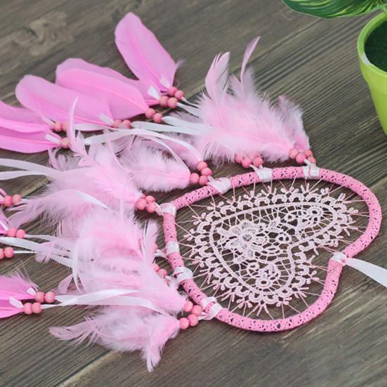 Catcher Heart Feather Dream Beads Girl Room Wall Hanging Window Ornament Decor