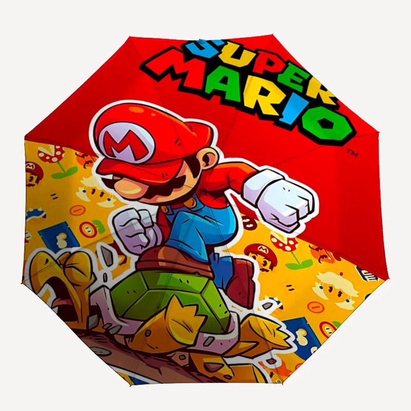 Super Mario Adventure Automatic Folding Cute Umbrella - Lightweight, Retractable Design with 8-Rib Durability, Perfect for Outdoor Adventure