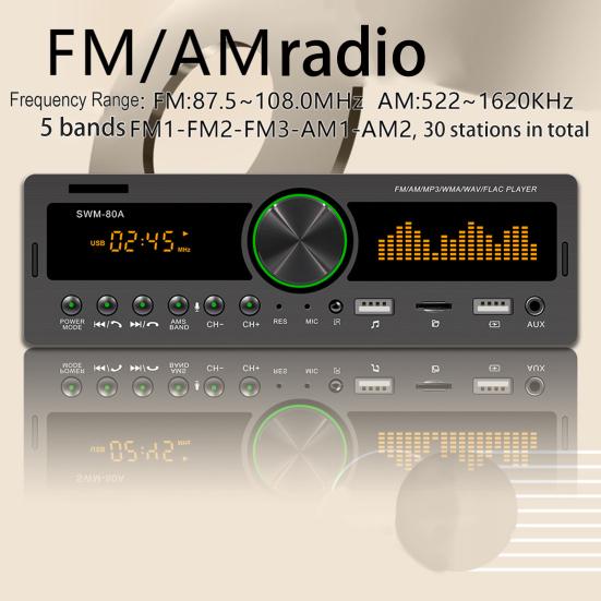 SWM-80B Практичный автомобильный стереоплеер Bluetooth-совместимый 4.0 Многофункциональный аудиозапись