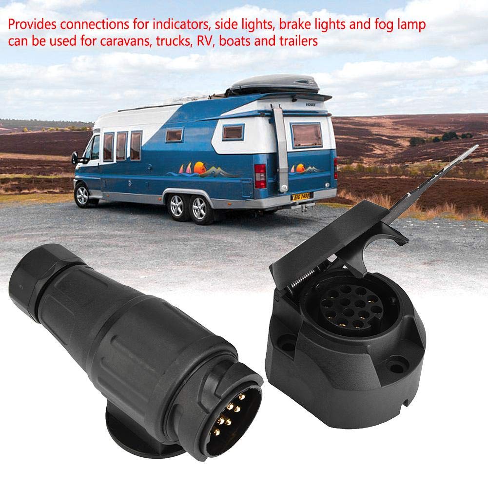 12 Volt 13 Pin Trailer Plug Socket Connector Adapter Bracket for Trailer Plug, Trailer Caravan Tow Bar