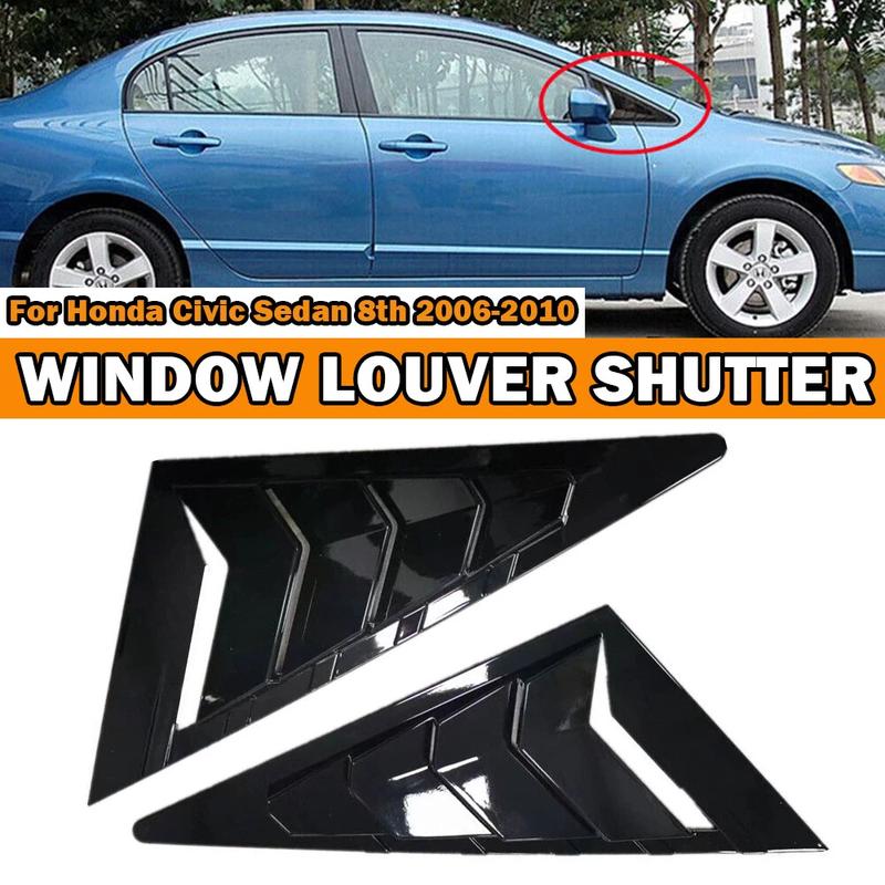Для Honda Civic Седан 8-го поколения 2006-2010 2x Наклейка на автомобиль Жалюзи на переднее треугольное окно Боковая вентиляционная решетка Заслонка Шторки Крышка Отделка Декор