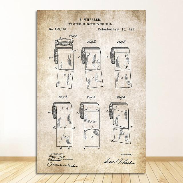 Бумажный патентный плакат, винтажный холст с принтом, настенная художественная картина, современное украшение для ванной комнаты, индустриальный стиль, зубная паста, туалет