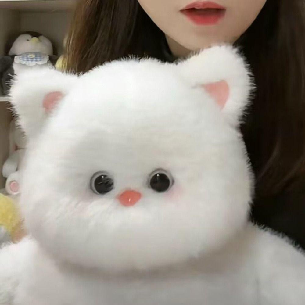 Chubby Shape White Cat Plush Toy Soft Toys Cat Doll Ideal Gift Stuffed Animal Home Decor