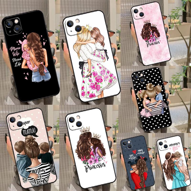 Beautiful Mother Daughter Son Case For Oppo A80 A60 A40 A15 A16 A17 A57 A94 A74 A54 A76 A96 A18 A38 A58 A78 A98 A6 A5 Pro