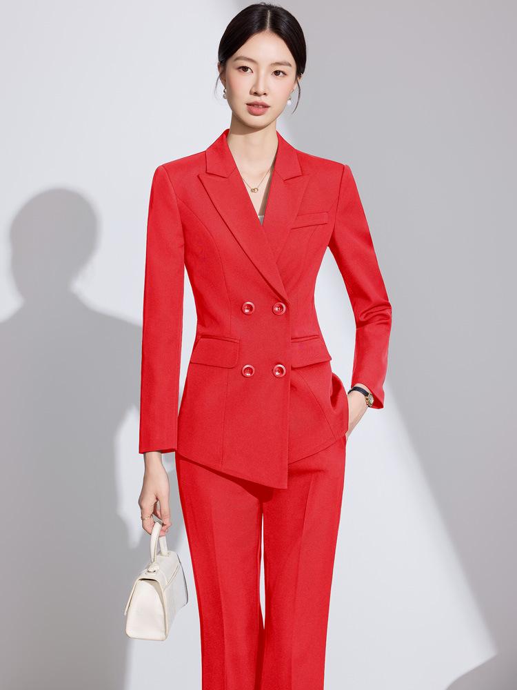 Женский высококлассный белый костюмный набор для осени/зимы - Элегантная деловая формальная одежда