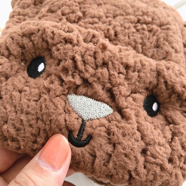 1 шт. Милая пушистая теплая шапочка для новорожденных мальчиков и девочек, корейская милая мультяшная шапочка-ушанка с медведем для малышей, теплая зимняя плюшевая шапка