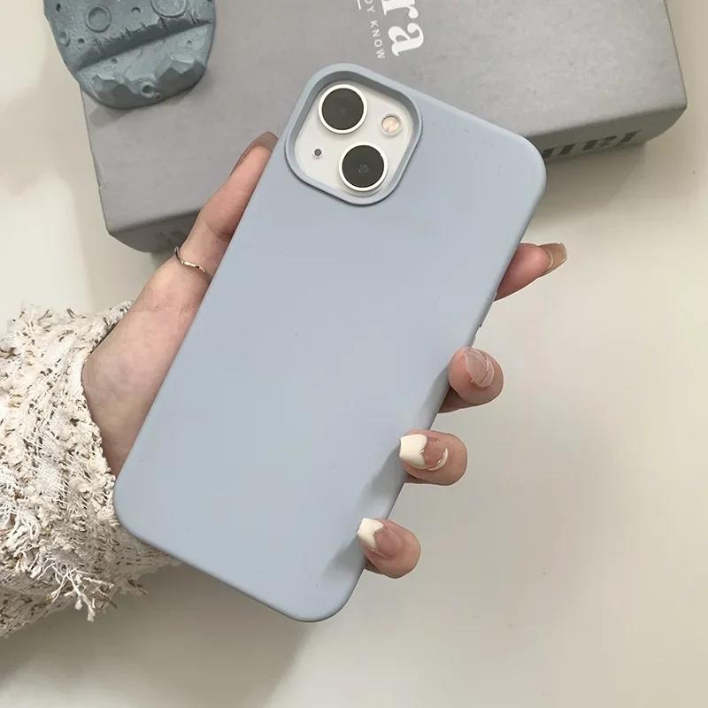 Dark Purple Liquid Silicone Phone Case for iPhone 15 Pro Max 14 13 12 11 Pro Max XR XS X 15ProMax Full Protective Cover