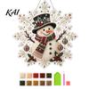 Winter Holiday Keepsake Crafts Christmas Faux Pearl Painting Suncatcher Art Kit, Acrylic Snowflake Shape Board Hanging Decorations with Lace Edge, 3D