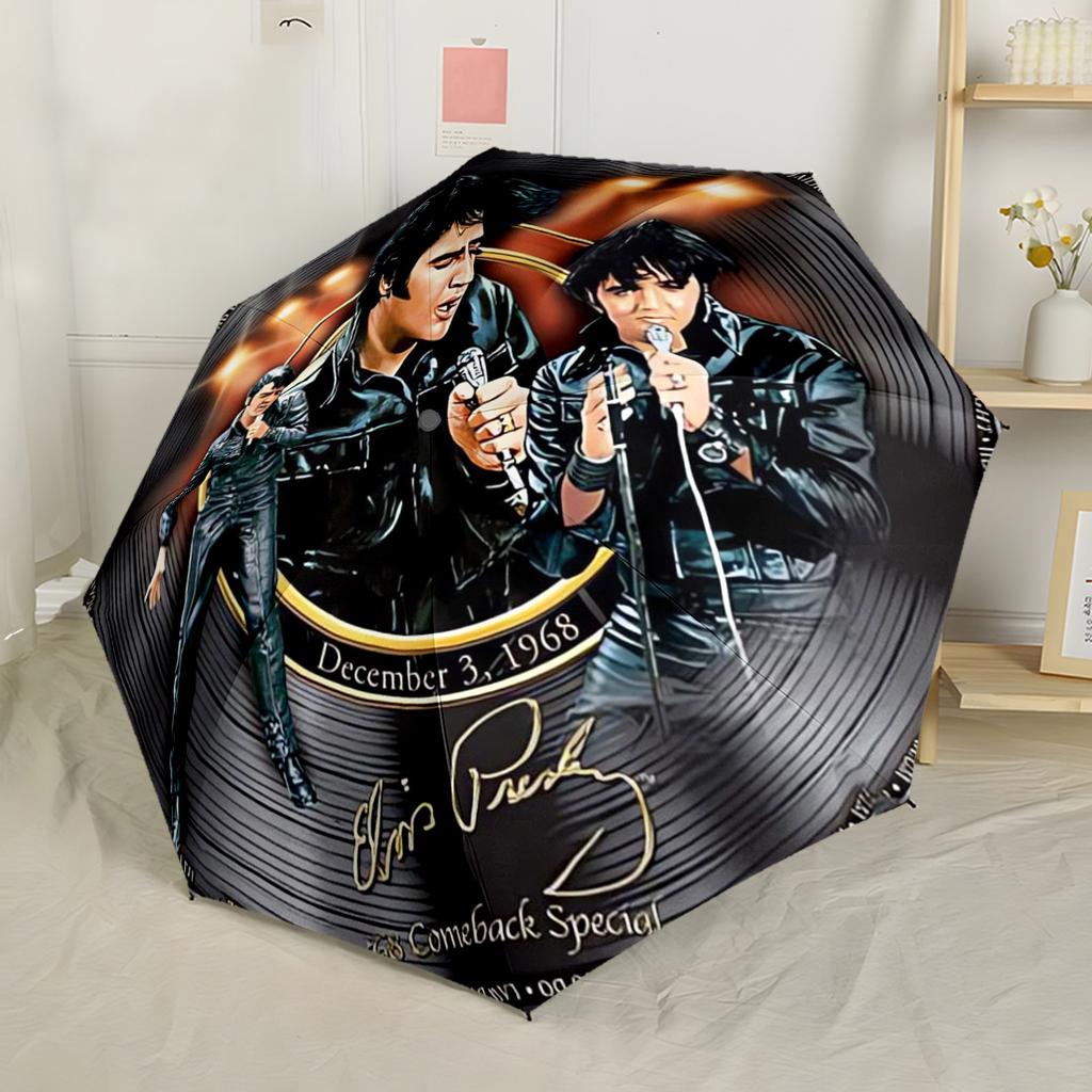 Elvis Presley's Comeback Special Portable Automatic Umbrella Compact Durable 8 Rib Design Durable Plastic Iron All Season Umbrella for Travel