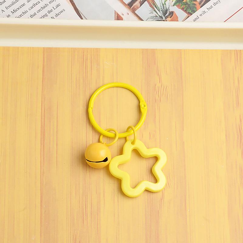 Colorful Flower Keychain With Bell Creative Metal Keyrings Flower Bells Pendant Keychain Bag Accessories Key Ring