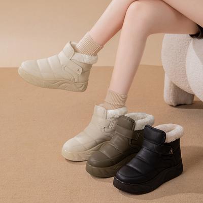 Женские зимние ботинки на толстой платформе, нескользящие, водонепроницаемые, с подкладкой из искусственного меха, удобные, теплые, короткие ботинки для ходьбы для женщин