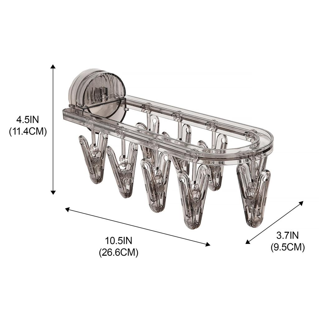 Сушильная стойка для белья, складная вешалка для белья с 9 зажимами, настенные присоски, прищепки для носков, перчаток, полотенец