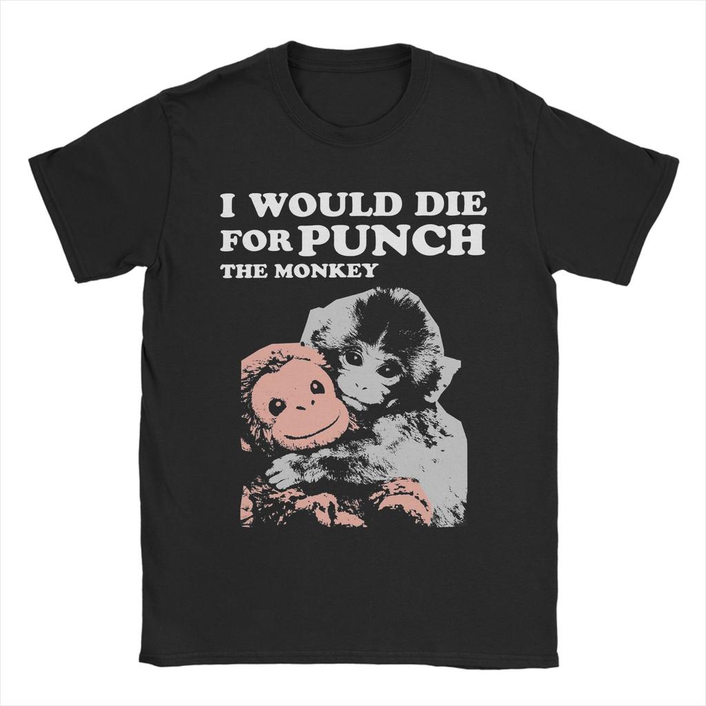 New Arrival Team Punch Punch the monkey Baby Monkey Holding T Shirt for Men Women Cotton Tshirts Short Sleeve Clothes