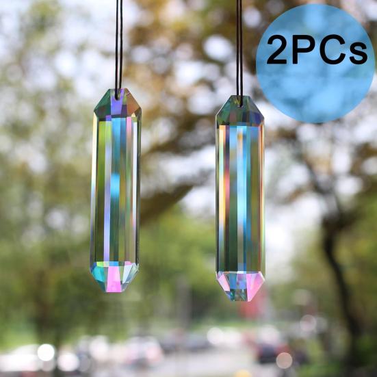 2Pcs Sun Catcher Pendants Hanging Ornaments with Lanyard Easy To Hang Large