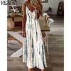 Women's Fashion Summer Spring Colour Block Print Sleeveless V-Neck High Waist Casual Dresses