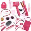 VBACALA Play House 22 Pieces Hairdresser Toys Hair Makeup Hair Salon Dress Up Store Set Hair Dryer Curling Iron Scissor Comb Makeup Tools Hairdresser