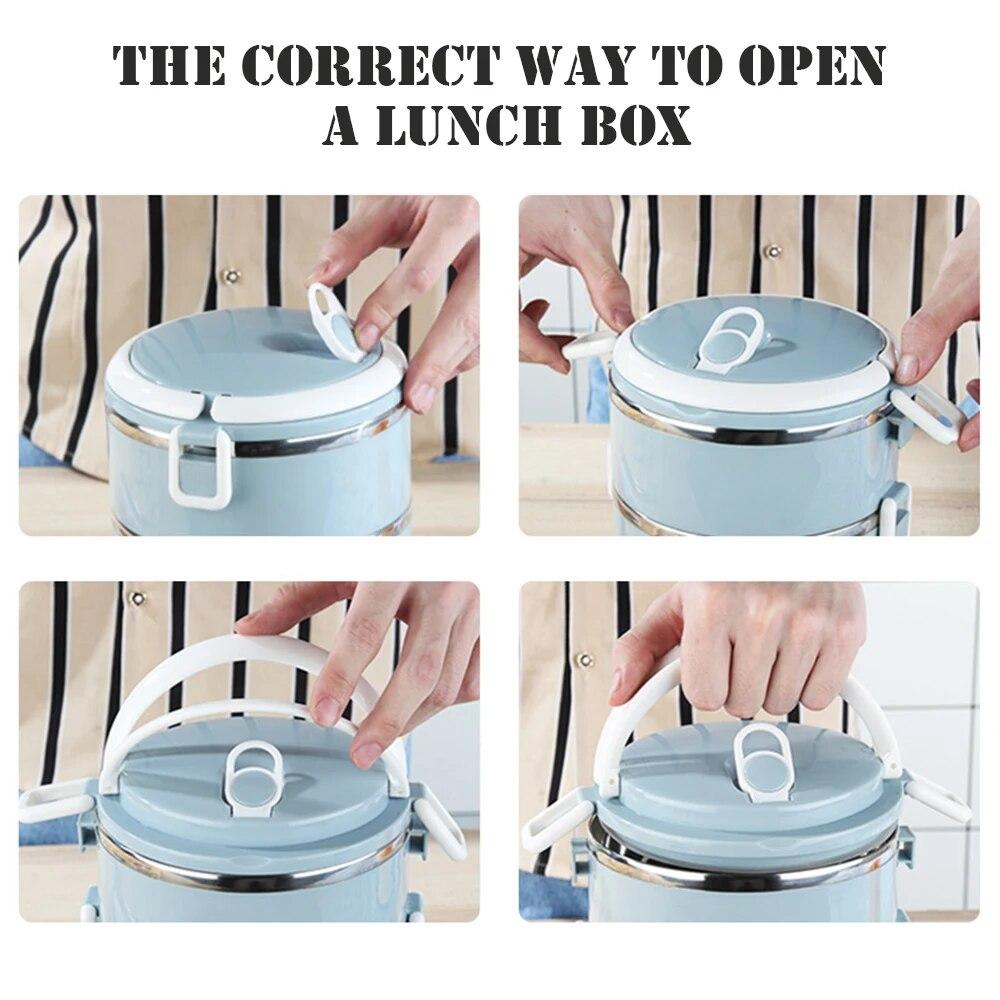 Ланч-бокс из нержавеющей стали, детский термоизоляционный ланч-бокс для пикника, бенто-бокс, школьная посуда, контейнер для хранения еды