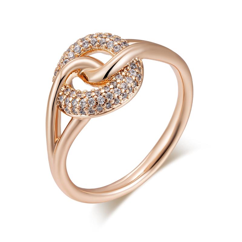 Kinel Rose Gold Color Bride Wedding Rings For Women Shiny Zircon Fine Jewelry Vintage Ring