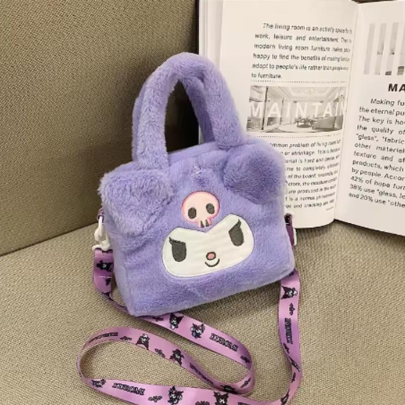 Сумка Sanrio Kawaii Kuromi Cinnamoroll My Melody Мультяшная Аниме Плюшевая Сумка-Тоут Косметичка Дорожная Сумка для Хранения Женская Подарок для Девочки