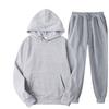 Unisex Autumn Plus Velvet Fleece  Tracksuit Hoodies Casual Solid Color Thick Pullover and Long Pant 2-piece Set Men Women Jogger Sports Suit