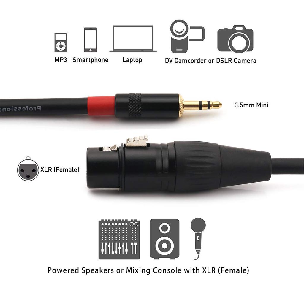 NANYI XLR-F To 3.5mm Mic Cable 0.5m Black