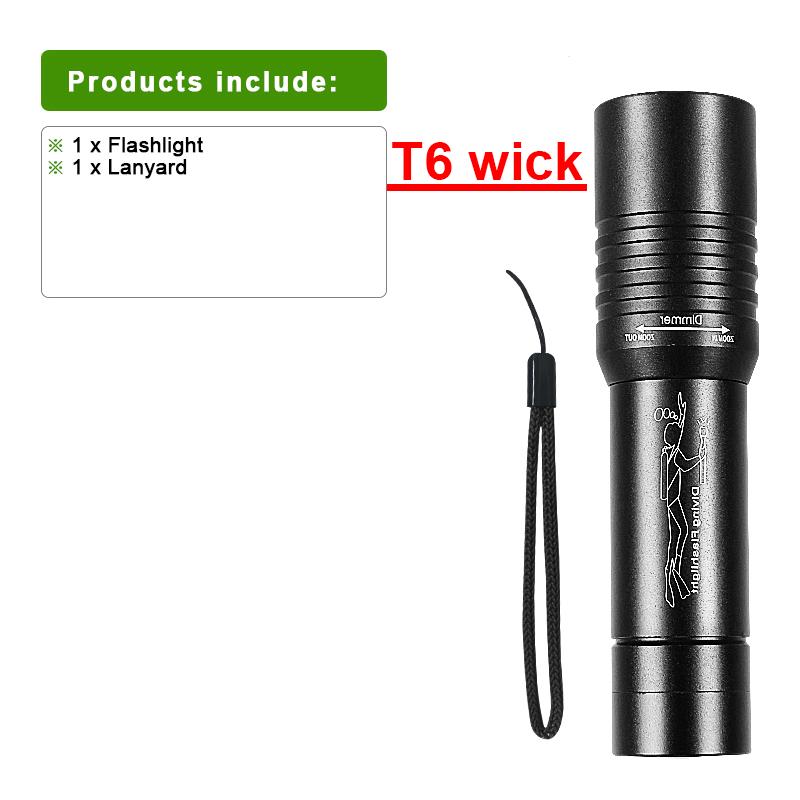 Профессиональный фонарик для дайвинга, высокий люмен 50000LM, мощный фонарик T6 с фитилем, портативный светильник для дайвинга, вращающаяся лампа для дайвинга