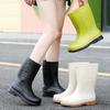 New Fashion Women's Rain Shoes Classic Medium Tube Women's Water Shoes Non-slip Sole Women's Rubber Shoes Wading Rain Boots Cover Feet Water Boots