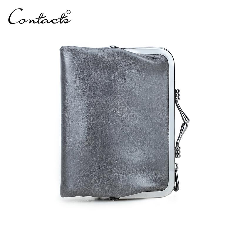 Женский кошелек из натуральной кожи, небольшой кошелек с металлическим каркасом, женский кошелек на застежке и молнии, карман для монет, держатель для кредитных карт, RFID-кошелек