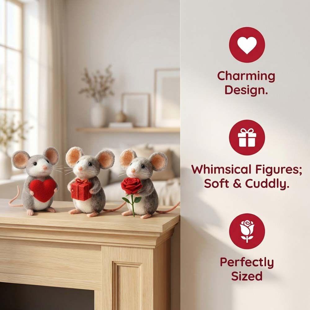 Handmade Felt Valentine's Day Felt Mouse Wool Felt Valentines Day Decor Christmas Tree