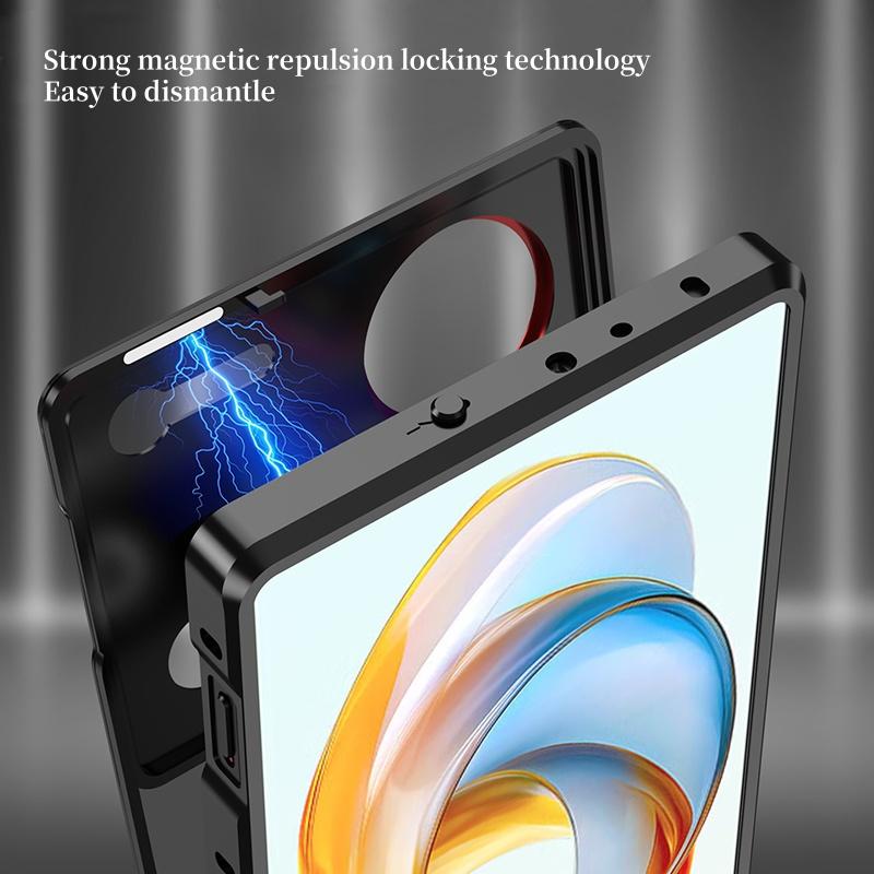 Elastic Snap Magnetic Metal Bumper Frame Case for ZTE nubia Z80 Z70 Z70S Ultra 5G Clear Frosted PC Lens Protector Back Cover
