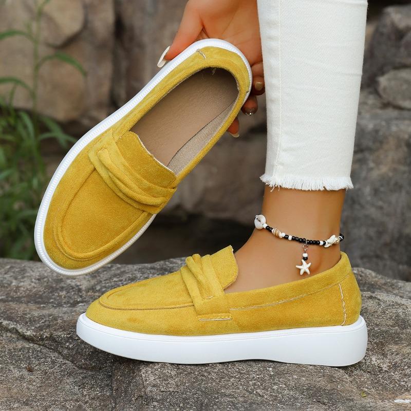 Новый стиль повседневных туфель-бобов на толстой подошве, на плоском каблуке, большого размера, которые можно надевать одной ногой и которые универсальны