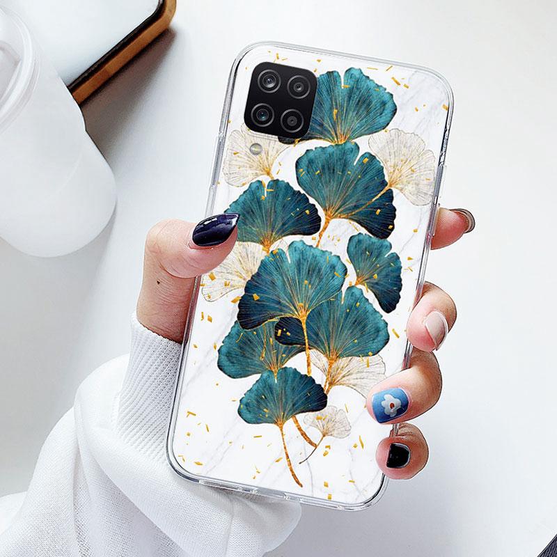 Чехол для телефона Samsung A12 M12 F12 Цветочный силиконовый чехол для Samsung Galaxy A12 5G Fundas Coque Прозрачный мягкий Capas Цветок ТПУ