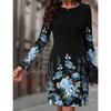 Осенние женские платья с круглым вырезом и длинными рукавами с принтом, облегающие, как обычно