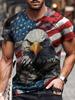 Men's American Flag T-shirt, 3D All-Over Print T-shirt, Vintage American Patriotic Casual Independence Day Top, Unisex